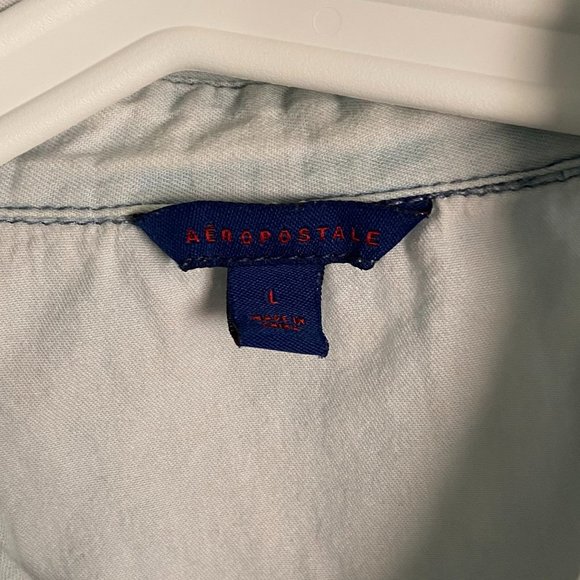 Aéropostale Light Wash Jean Button Down Long Sleeve ~ Size Large - Picture 5 of 6